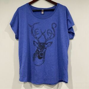 Women's Texas Deer Blue Short Sleeve Graphic Tee Size XL